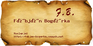 Fábján Bogárka névjegykártya